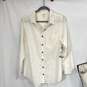 Terra & Sky cream Button Down Shirt Long Sleeve